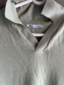 Zara Light Green V-Neck T-Shirt