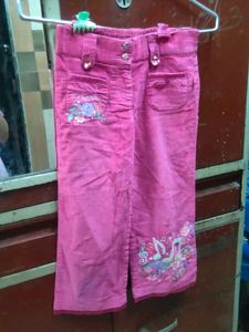 Pink Embellished Corduroy Pants