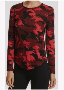 Y2K Long Sleeve Red Camo Top