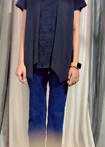 Stylish Blue Pants & Black Top