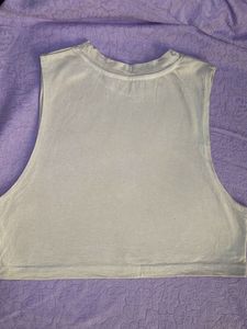 A Biege Boxy Cropped Sleeveless Top