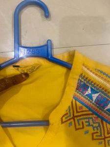 Yellow Embroidered Kurti
