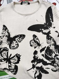 Butterfly Print Long Sleeve Top