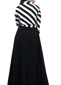 Black &amp; White Striped Maxi Dress