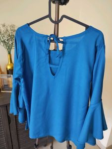 Blue Flowy Sleeve Top