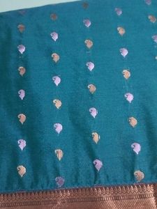 Sea Blue Emboss Silk Saree...