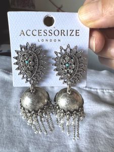 Accessorize London Silver Jhumka Earrings