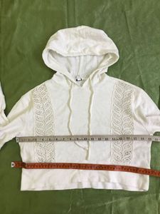 Guess White Hooded Top Fits S/M