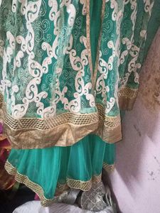Sea Green Ethnic Gown In Good Condition