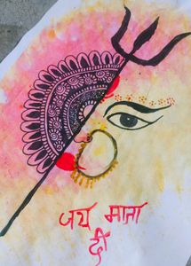 Durga Maa Painting With Mandala