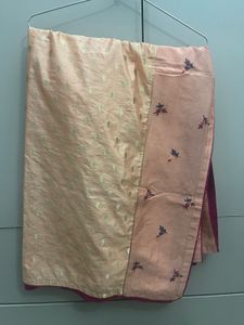 Embroidered Peach Silk Suit