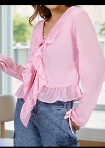 Pink Ruffle Detail Top - New with tag.