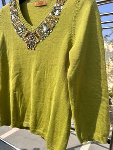 Embellished Green Sweater