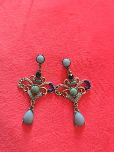 Aqua & Dark Blue Combination Earrings