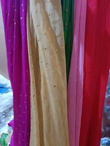 Colorful Dupattas With Golden Dots
