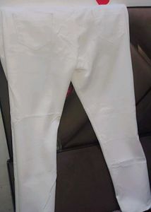 White Denim Button Fly Pants