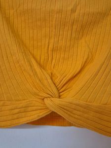 Orange Front Knot Crop Top