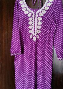 Hand Embroidered Straight Cut Long Kurta
