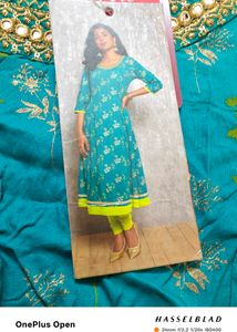 Teal & Gold Anarkali Kurta