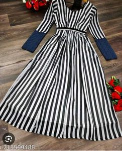 Blue And White Striped Maxi Dress -XL