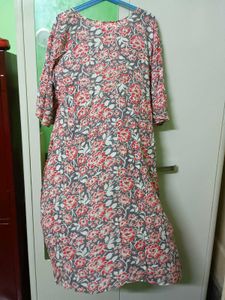 A line kurta/ kurti cotton grey and red