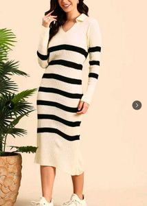 Striped Knit Midi Dress