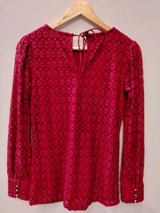 Park Avenue Dark Red Lace Top