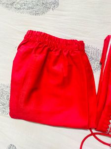 Red Embroidered Kurta Set