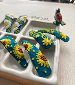 Hand Embroidered Hair Clips