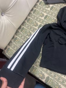 Black Striped Crop Hoodie