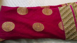 Elegant Pink and golden heavy saree