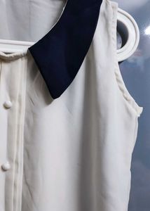 White Collar Sleeveless Top