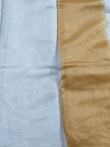 White Cotton Saree With Golden Border
