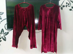 Burgundy Velvet Salwar Suit