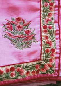 Elegant Pink Embroidered Saree