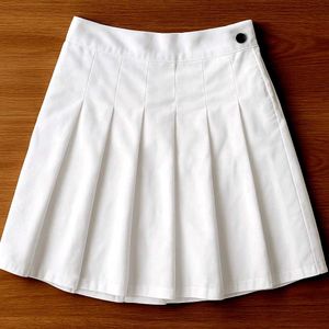 White Pleated Mini Skirt