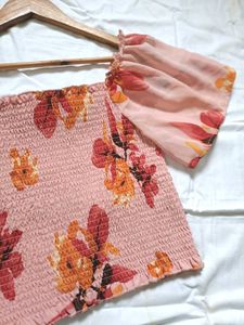 Unused Peach Floral Top