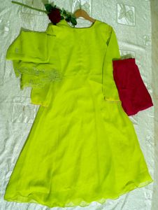 Lime Green Anarkali Suit