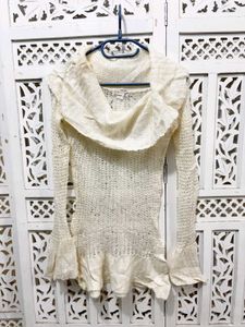 🎀Imported Ruffled Crochet Knit Sweater A