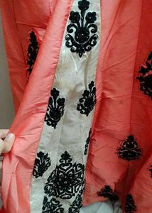 Anarkali Kurti With Pant And Net Black Dupatta