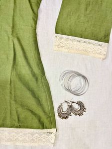 Green Pinteresty Short Kurti with Lace Trim