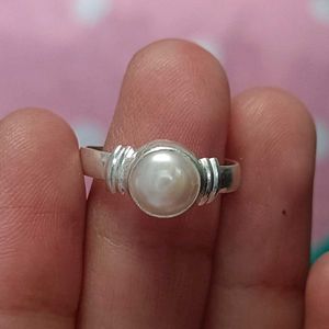 Real Silver Pearl Ring