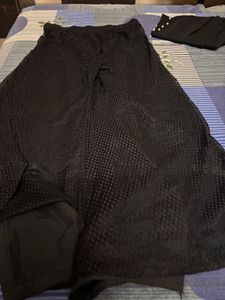 Black Pearl Embellished Leggings And Plazzo