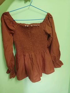 Brown Peplum Top