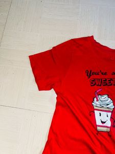 Red &#39;Latte&#39; Graphic Dress