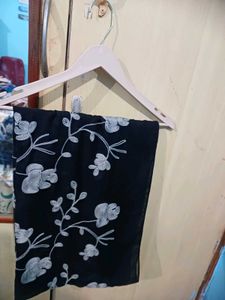 Branded Black Embroidered Stole/ Dupatta
