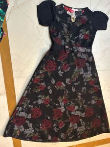 Floral Print Black Dress
