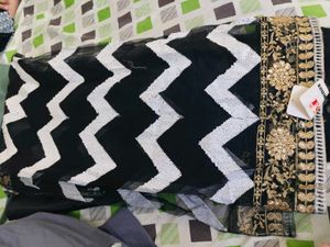 Maria B Style Black &amp; White Embroidered Gown