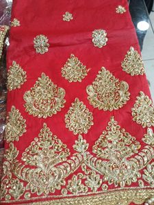 Red &amp; Gold Dress Material