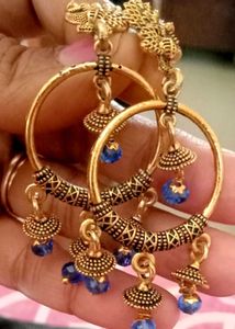 Golden Blue Colour Earring 🔵